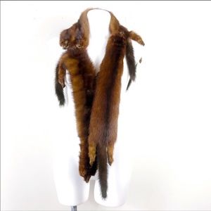 Vintage fur mink brown pelts wrap scarf stole